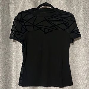 Black Shein sheer t-shirt with geometric design